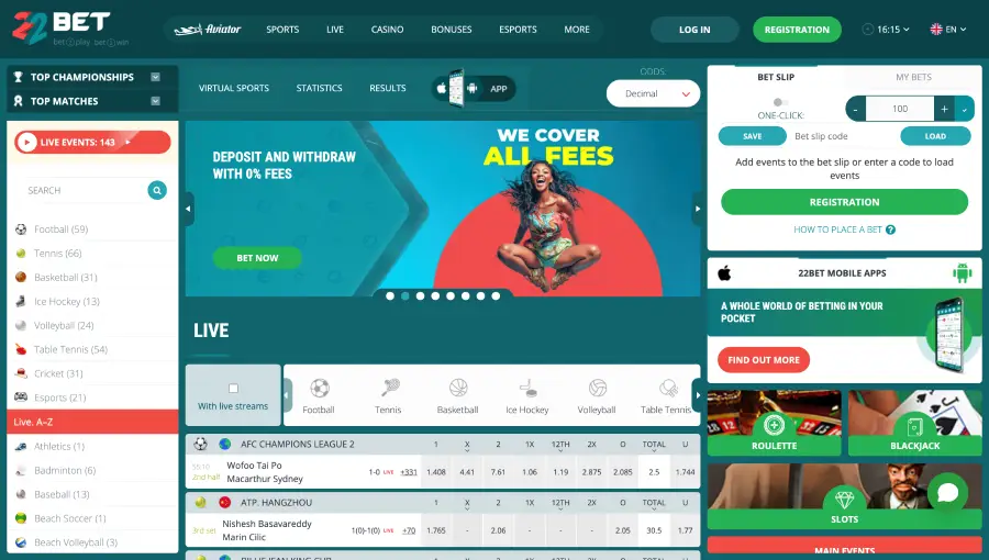 22BET betting site in Kenya