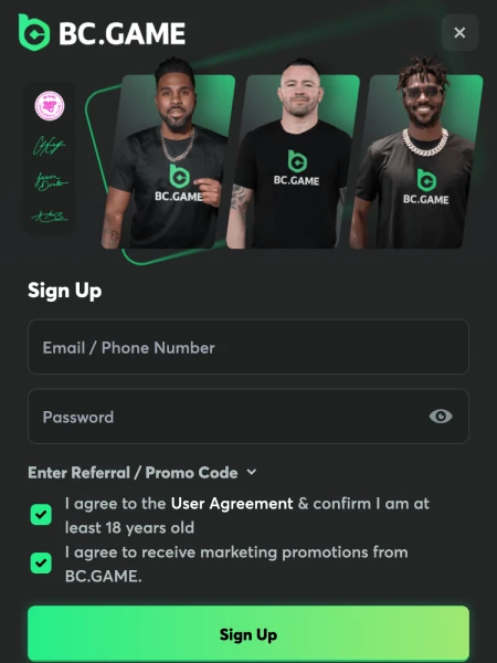 Registration on the BC GAME Kenya website