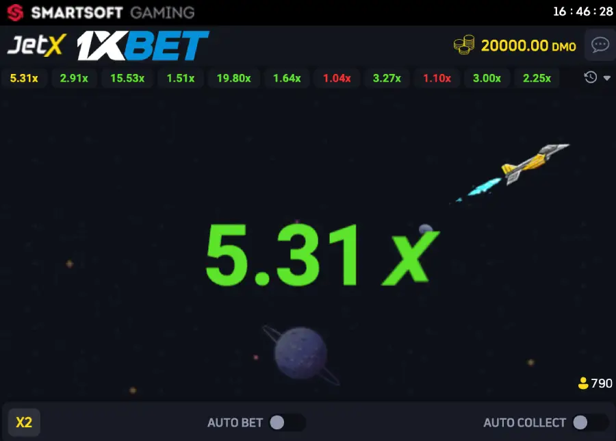 JetX game on the 1xBet Kenya website