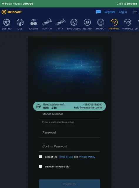Registration on the MozzartBet betting website