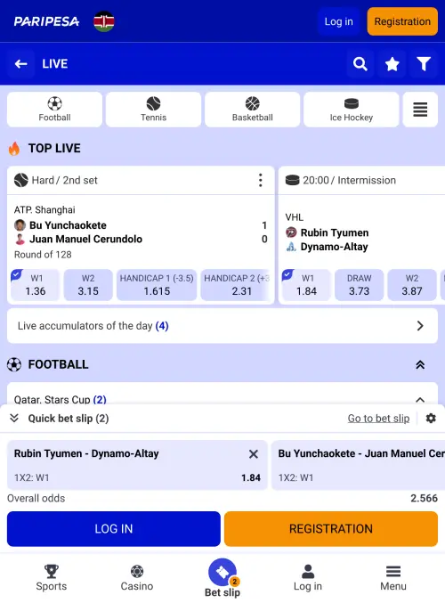 Sports betting on PariPesa Kenya